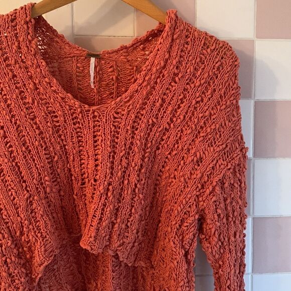 Free People peach orange crop sweater - Picture 3 of 6